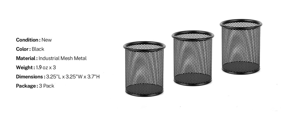 Black Wire Mesh Pencil Cup Holder Black Wire Mesh Pencil Cup Holder